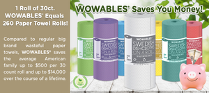 Wowables, Swedish Dish Cloths on a Roll, Reusable & Biodegradable Paper  Towels, 30 Count Roll, 2 PACK