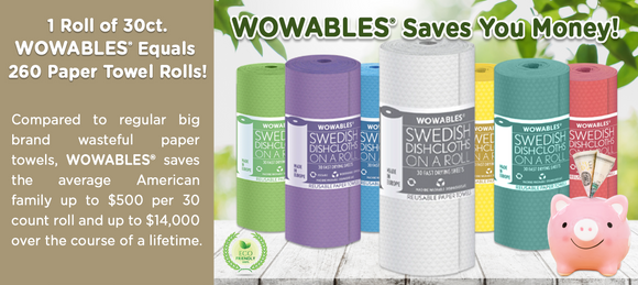 Yellow  1 Roll of 30 Sheets – Wowables®-The Reusable Paper Towels