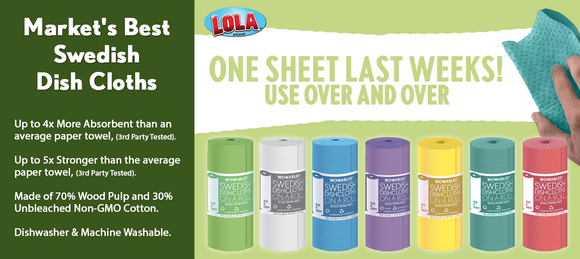 LOLA Wowables Swedish Dish Cloths, Reusable & Biodegradable 30